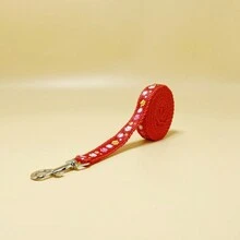 1條帶有印花胸帶和後帶的寵物皮帶,紅色 - 紅色 - 查看 4