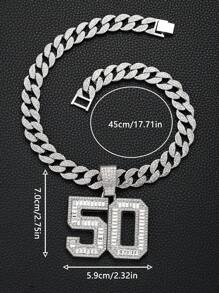 1 Miếng Nam Hình vuông Hợp kim Kẹo màu Pha lê 50 Số Vòng cổ mặt dây chuyền , Đúng mốt Và Linh hoạt - mặt dây chuyền kẹo đá số 50 - Xem 12