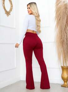 Women Pants - Burgundy - View 2