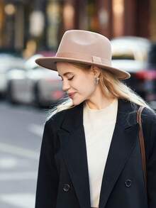 1頂復古格紋爵士帽（女款）,秋冬時尚的男女通用平頂街頭帽 - 杏色 - 查看 7