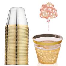 25pcs/Pack Gold Dessert Cups For Mousse, Ice Cream, Cake, & Drinks,Reusable & Washable