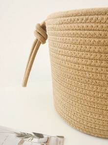 1 件卡其色繩寵物用品收納籃,用於整理寵物玩具、零食和衣服,在家廚房、臥室、衣櫃或桌上