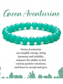 1條天然水晶手鍊,適用於男女 - 8毫米半寶石珠寶珠鍊手鍊,圓形寶石彈性手鍊,瑜伽手鍊珠寶禮物