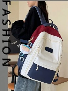 Lightweight,Portable European And American Style Color Block Large Capacity Backpack With Multiple Pockets & Zippers, Suitable For Daily Use, Commuting, Outdoor Activities And Can Fit Laptop (Accessories Are Only For Photography And Not Included In The Backpack) School Backpack For College Students,For Teen Boys And Girls Perfect For College,Business, Work, Commute,High School,Outdoors, Hiking, Travel, Climbing, Stadium, Sports, Outings ,Back To School, Street & Japanese Style Women Bag