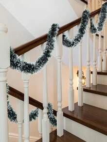 1入2024年新款2m聖誕裝飾緞帶花環,綠白色糖果條雪花裝飾聖誕樹,派對用品