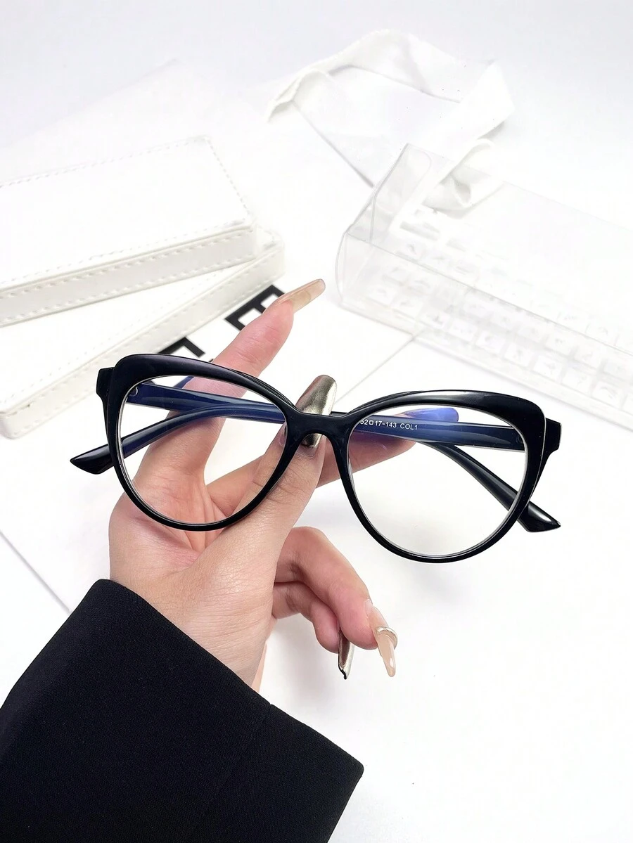 1 Pair Unisex Simple Lightweight Square Frame Glasses With Plain Lens - Black - View 1