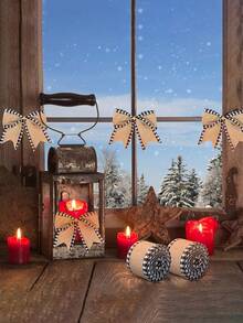 1 卷黑色和红色水牛格子边粗麻布丝带，适用于圣诞节、家居装饰、礼品包装、树顶蝴蝶结、花环、DIY 工艺品 - 黑白 - 查看 5