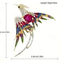 1pc Fashionable & Luxurious Enamel Material Phoenix Brooch With Colorful Rhinestone Decoration As Clothing Accessory - Multicolor - View 4