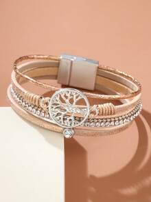 1 Miếng Của phụ nữ Hợp kim Cây đời Vòng tay - Vàng - Xem 3