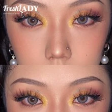FRESH LADY Freshlady 学生时尚隐形眼镜 Pupilentes 天鹅绒蓝色 14.2 毫米彩色隐形眼镜 1 年抛型 万圣节服装角色扮演