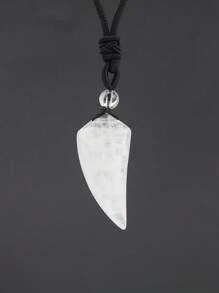 1pc Natural Stone Wolf Tooth Pendant Necklace For Man Amulet Tiger Eye Amethyst Rose Quartz Clear Crystal Pendants Halloween Jewelry 2024 New Year Gift - Necklace - View 10
