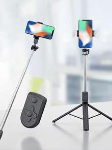 170 厘米自拍杆，便携稳定的手机三脚架，带无线遥控器，兼容 iPhone/Samsung/OnePlus 等智能手机 - 黑色 - 查看 5