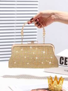 閃亮寶石包覆手拿包＆優雅的鑽石鍊帶肩背包,完美的派對、舞會、雞尾酒會、婚禮、生日、情人節禮物