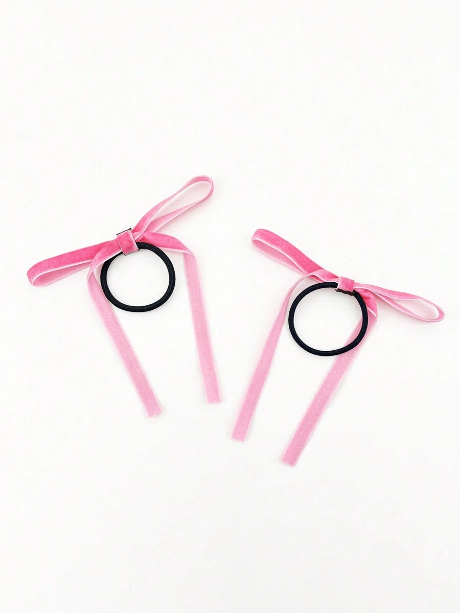 2 Miếng Của phụ nữ Chất rắn Sang trọng Nơ Băng tóc , Thích hợp Đối với Như Món quà Đến Bạn , Mặc Đối với Hằng ngày Mua sắm , Ngày lễ Các bữa tiệc Và - Màu Hồng Tươi - Xem 1