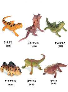 6入組仿真野生動物迷你蜥蜴、變色龍、犄角蜥、鬃狮蜥模型人偶 - 彩色 - 查看 3