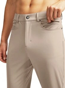 G Gradual 男款高爾夫長褲,帶拉鍊,腰帶,6個口袋,卡其色,彈性修身跑步、健身、瑜伽、旅行、日常、休閒、商務、辦公、工裝