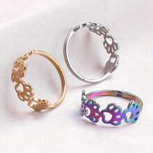 簡約風格不鏽鋼可調戒指,鍍 18k 金,爪形/情侶設計可供選擇,男女皆宜 - 金色 - 查看 2