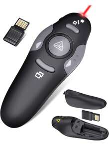 Presentador Inalámbrico Con Clicker Para Presentaciones De Powerpoint, Control Remoto Del Presentador Con Puntero Láser Para /windows/linux, Computadora/portátil, Presentación/ppt/keynote - Negro - Ver 1