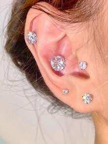 1個圓形水晶耳軟骨鼻翼鑽釘,20g不鏽鋼螺絲背耳環,用於女性螺旋穿孔珠寶