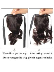 Synthetic Elastic Band Ponytail Extension With Short Curly Hair, Black/brown Color, Heat Resistant