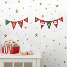 2入組聖誕節牆貼,聖誕快樂,聖誕老人聖誕樹星星牆貼diy可拆卸,用於臥室客廳門窗聖誕裝飾