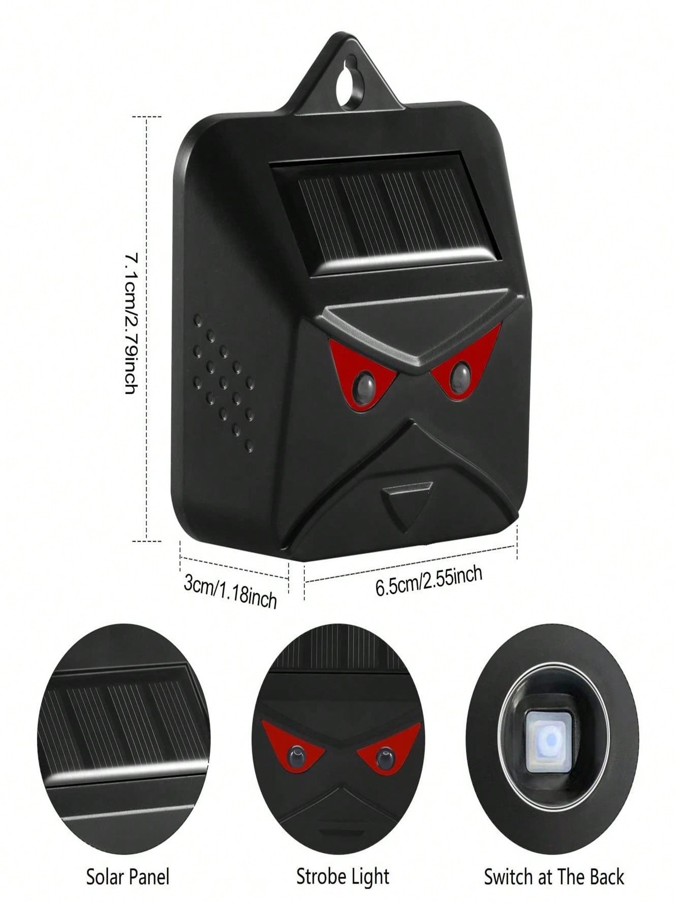 1pc Black Solarpowered Animal Repeller, Owl Deterrent Suitable For