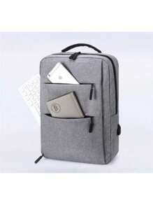 Mochila Multifuncional Con Puerto De Carga USB - Gris - Ver 1