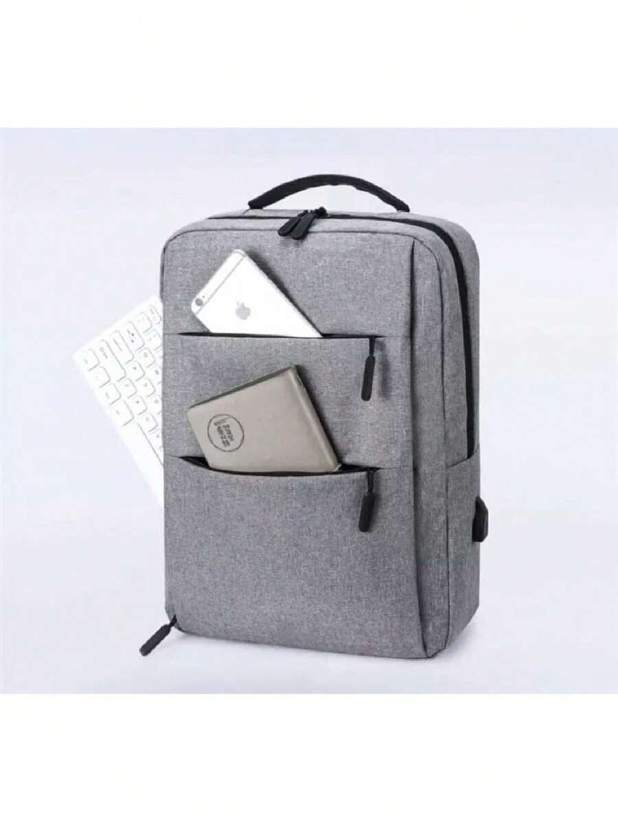 Mochila Multifuncional Con Puerto De Carga USB - Gris - Ver 1