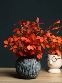 人造尤加利植物枝幹,假吊掛花束,假荷花裝飾品,適用於家庭、婚禮、節日、辦公室、花園、聖誕節,不含盆栽 - 紅色 - 查看 3