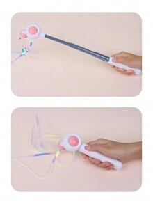 1pc Pink Extendable And Durable Cat Teasing Rod With Feather Replacement Head, For Relieving Boredom And Playtime Activities - Pink - View 7