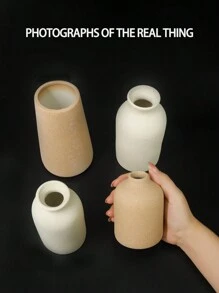 1pc Simple Style Ceramic Vase, Table Decoration, Wedding Decoration, Nordic Home Living Room Decoration Vase,Home Decor,Flower Vase,Centerpiece,Table Decor - White - View 3