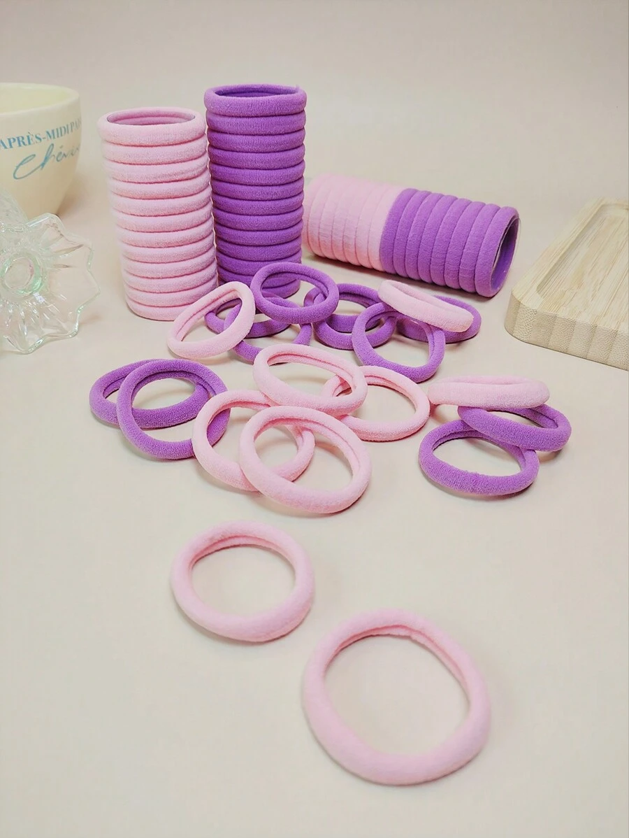 50 件裝女款無縫彈性髮帶、馬尾固定器、無損髮帶