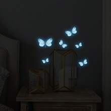 Glow In Dark Butterfly Pattern Wall Sticker, Cartoon Decal For Home Decor, Blue/green Light, Diy Self-adhesive Wallpaper - HP-YG038-Blue - View 4