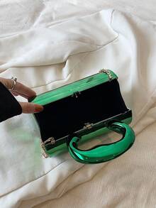 迷你亚克力金属质感手提包，时尚斜挎包 - 綠色 - 查看 3