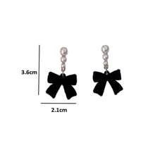 1pair Simple & Vintage Red & Black Bowknot & Faux Pearl & Plush Earrings Valentines