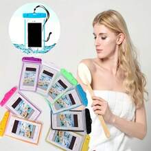 1個防水手機袋掛繩-透明可觸摸螢幕殼,適用於浴室、淋浴、溫泉、游泳、水上運動 - 藍色 - 查看 2