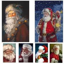 1入圣誕節牆藝術油畫,聖誕老人帆布油畫,浴室,臥室,辦公室,客廳家居牆壁裝飾,無框印花