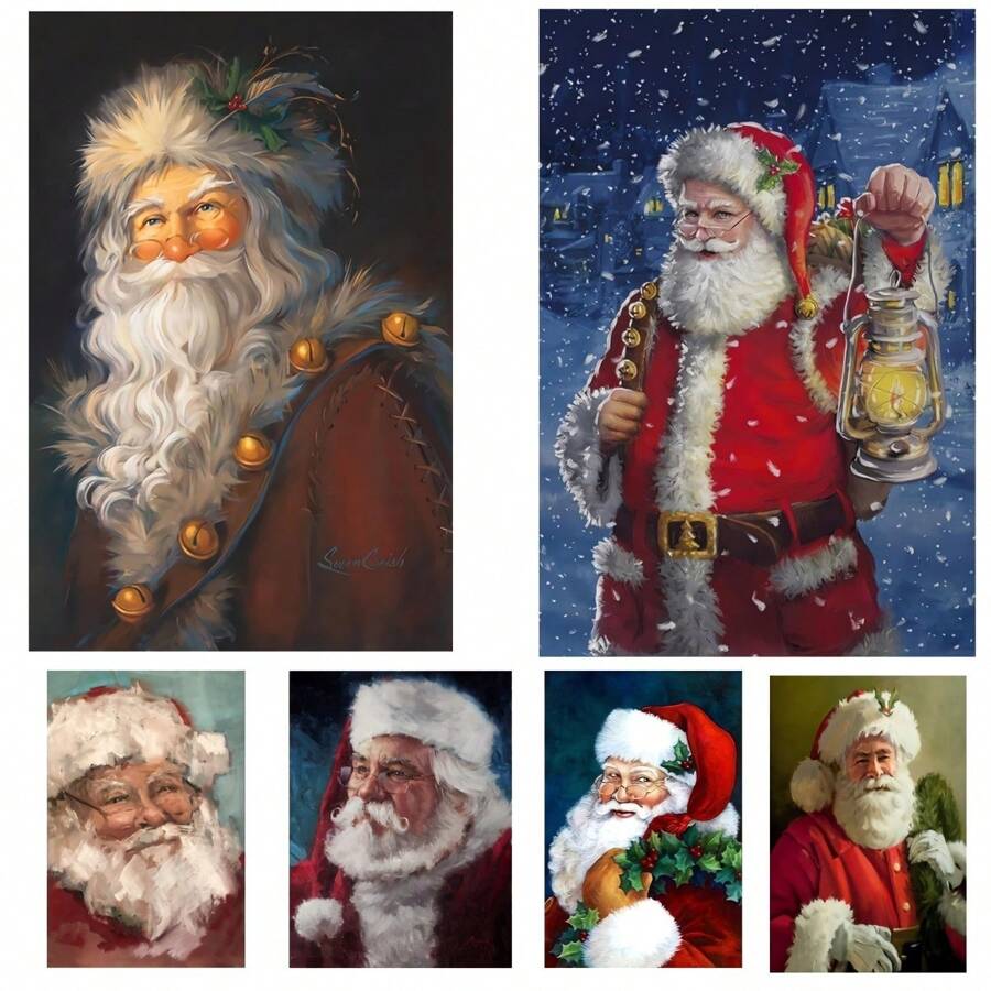 1入圣誕節牆藝術油畫,聖誕老人帆布油畫,浴室,臥室,辦公室,客廳家居牆壁裝飾,無框印花