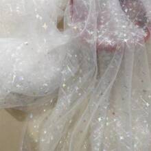 White Meteor Style Mesh Net Fabric, Sewing Material - White - View 1