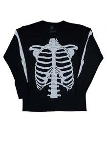 Playera Esqueleto Manga Larga - Negro - Ver 1