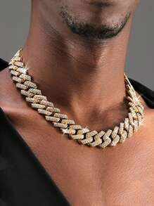 CVNANA 1 szt Europejskie i amerykańskie Hip-hop Styl Błyszczący Diament Inkrustowane Naszyjniki lub Bransoletki Dla kobiet , Złoto/srebro PLATEROWANY Stal Nierdzewna Mężczyźni Kobiety Naszyjnik z łańcuszkiem Moda Biżuteria Różny Rozmiary Dostępny