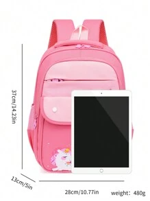 Children Backpack School Bag For Girls Pink Unicorn Pattern Bookbag For Primary School Grades 1-3 - Pink - View 6