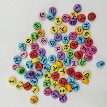 1 gói ( Xấp xỉ 100 Miếng ) 4*7mm Mới Acrylic Hình trái tim Hạt Với Đầy màu sắc In Chòm sao , Tính hai mặt , DIY Làm đồ trang sức Phụ kiện - Nhiều màu - Xem 7