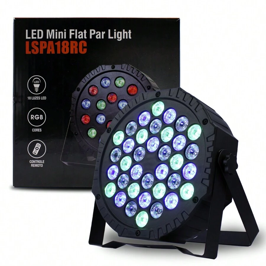 Led Light Projector RGB Stage Reflector With Remote Control 36W Audiorhythmic Multicolor Light Cannon - Black - View 1