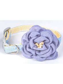 Flower Design Pet Collar - Blue - View 4