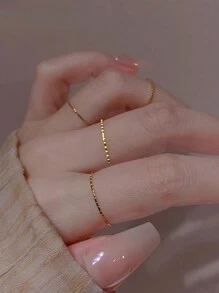 4 cái/bộ Màu vàng Siêu mỏng Hoa Có thể xếp chồng lên nhau Cơ bản Nhẫn Đối với phụ nữ , Đốt ngón tay Nhẫn - Vàng - Xem 1