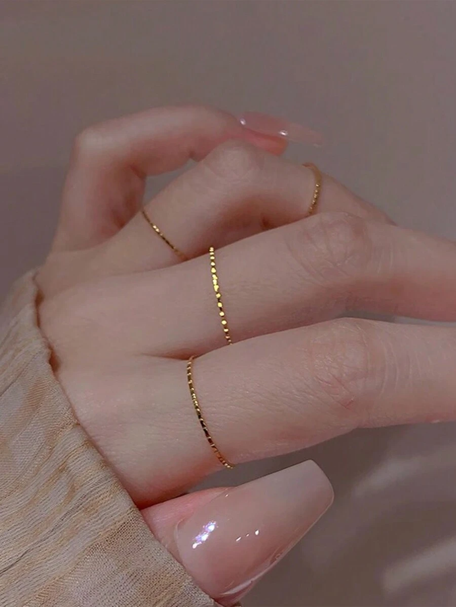 4 cái/bộ Màu vàng Siêu mỏng Hoa Có thể xếp chồng lên nhau Cơ bản Nhẫn Đối với phụ nữ , Đốt ngón tay Nhẫn - Vàng - Xem 1