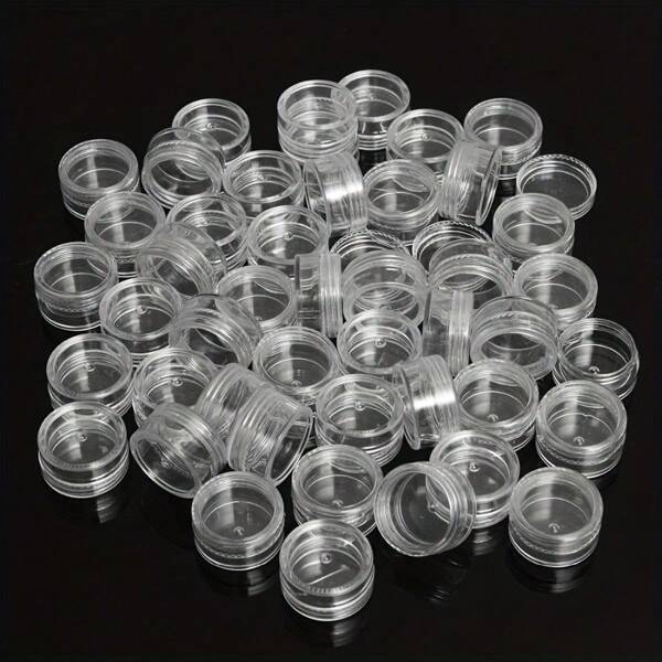 25pcs Mini clear Cream Jars 3g 5g Empty Plastic Cosmetic Makeup Jar Pots Transparent Sample Bottles Eyeshadow Cream Lip Balm Container, Travel Essentials sample cosmetics jar emtpy Mini  bottles