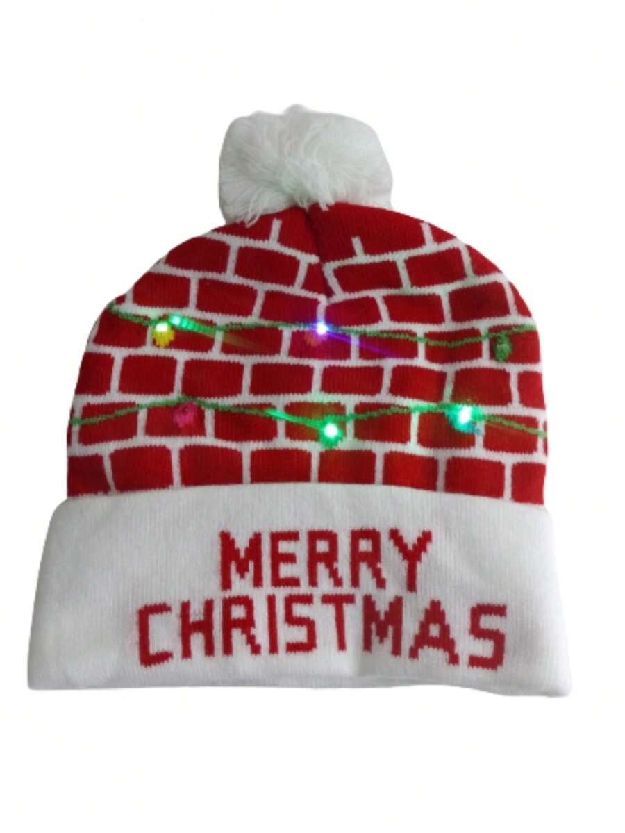 GORRO NAVIDEÑO CON LUZ LED - Granate - Ver 1