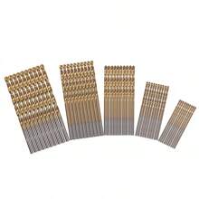 50入組鈦鍍高速鋼扭力鑽頭套裝,木工鑽孔工具套裝 - 金色 - 查看 7